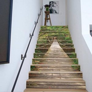 Autocollant d'escalier Wall autocollants bricolage 3D paysage autocollant forêt pont-levis autoadhésif rénové éco-friendly papier peint en PVC peinture murale art déco amovible, facile à appliquer, 1 de la marque BaiShaTu HOME image 0 produit