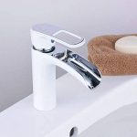Leekayer Cascade Mitigeur Robinet de salle de bain robinet mitigeur poignée 1 Plat Chrome Bec Blanc Peinture Toilettes de la marque Leekayer image 2 produit