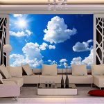 Lvabc Personnalisé 3D Photo Papier Peint Bleu Ciel Blanc Nuages ​​Sunshine Paysage Grand Murales Mur Peinture Peinture Salon Tv Fond Décor-350X250Cm de la marque lvabc image 1 produit