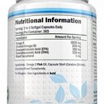 Omega 3 Fish Oil 1000 mg | Huile de poisson/oméga-3 | Cure d'1 An/365 Gélules | Compléments alimentaires de Nu U Nutrition de la marque Nu-U image 2 produit