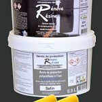 Peinture résine epoxy colorée multisupport +vernis protection satin : idéal carrelage, évier, mélaminé - Couleur noir RAL 9005 - 0,5L de la marque Renove Resine image 1 produit