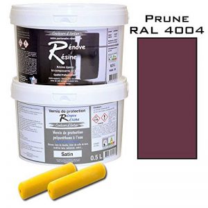 Peinture résine epoxy colorée multisupport + vernis protection satin : idéal carrelage, évier, mélaminé - Couleur prune/violet RAL 4004 - 0,5L de la marque Renove Resine image 0 produit