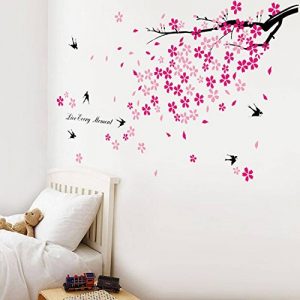 Walplus Stickers muraux fleurs roses/hirondelles/décor pour chambre d'enfants de la marque WALPLUS image 0 produit